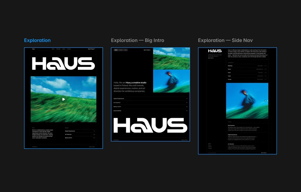 Haus homepage mockup shown by the Framer design agent